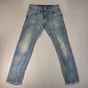 Levi's 512 Jeans Mens 30x30 Blue Denim Slim Taper Premium Selvedge Distressed